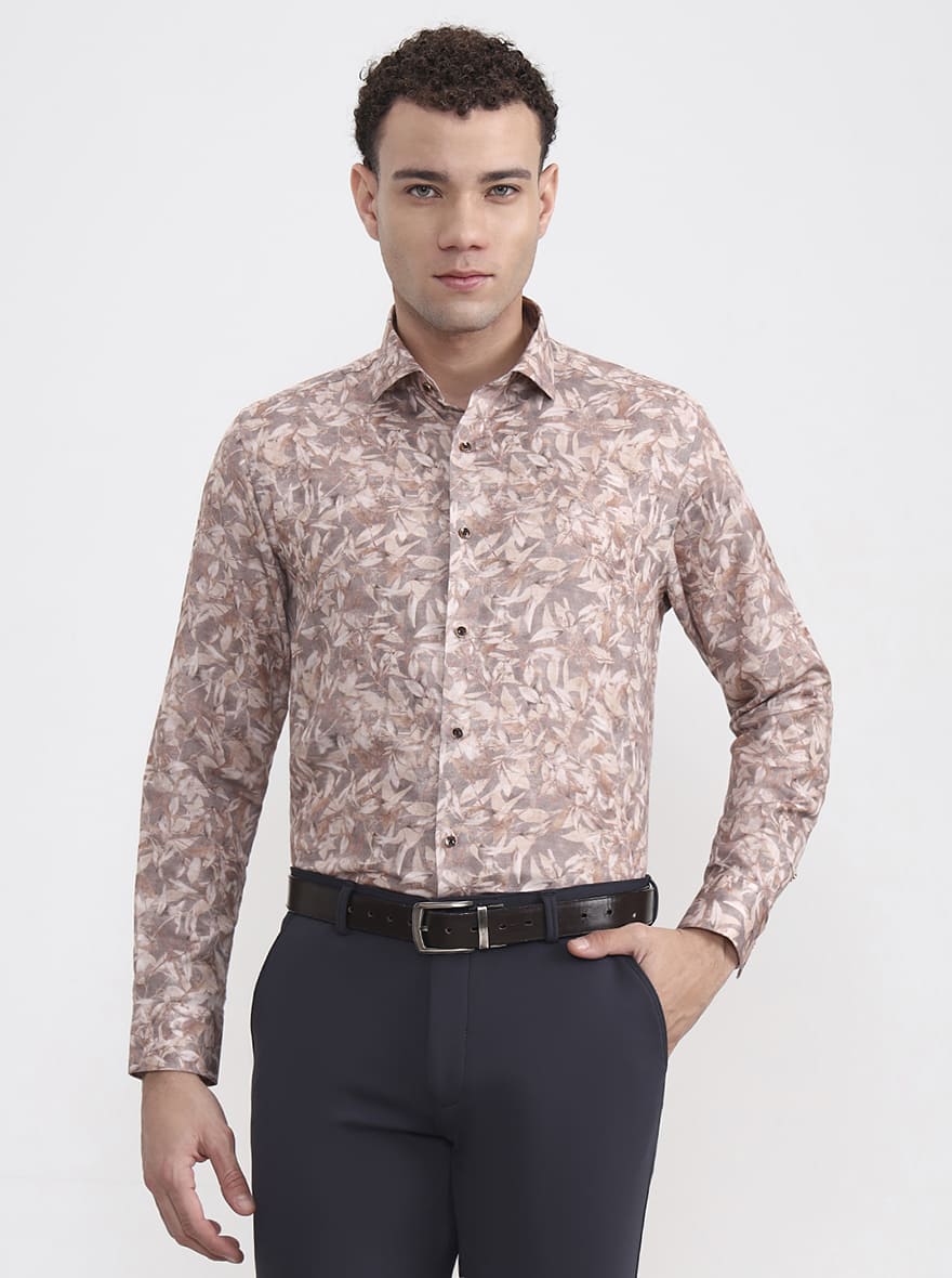 Fawn Printed Slim Fit Party Wear Shirt | Greenfibre