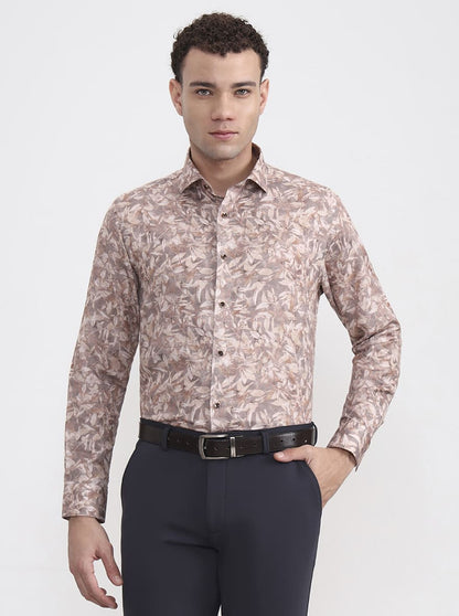 Fawn Printed Slim Fit Party Wear Shirt | Greenfibre
