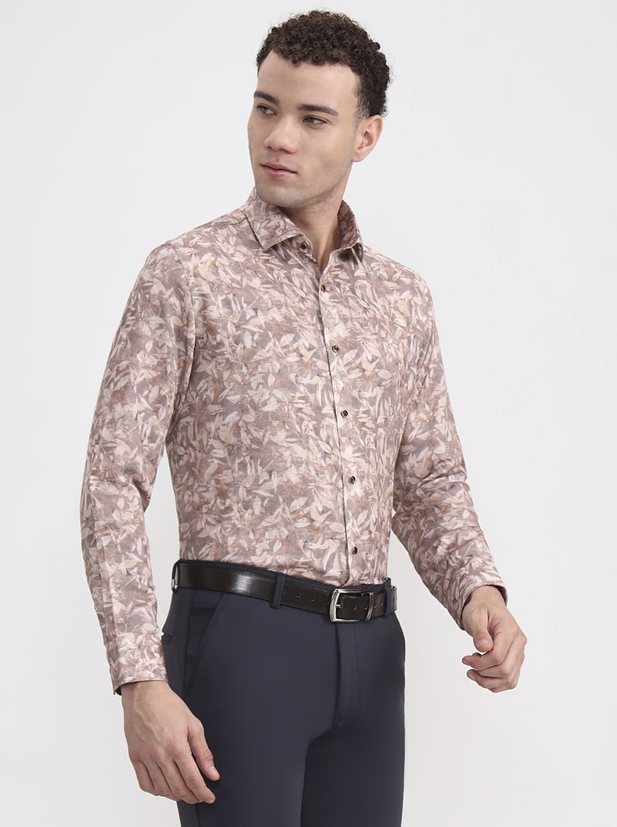 Fawn Printed Slim Fit Party Wear Shirt | Greenfibre