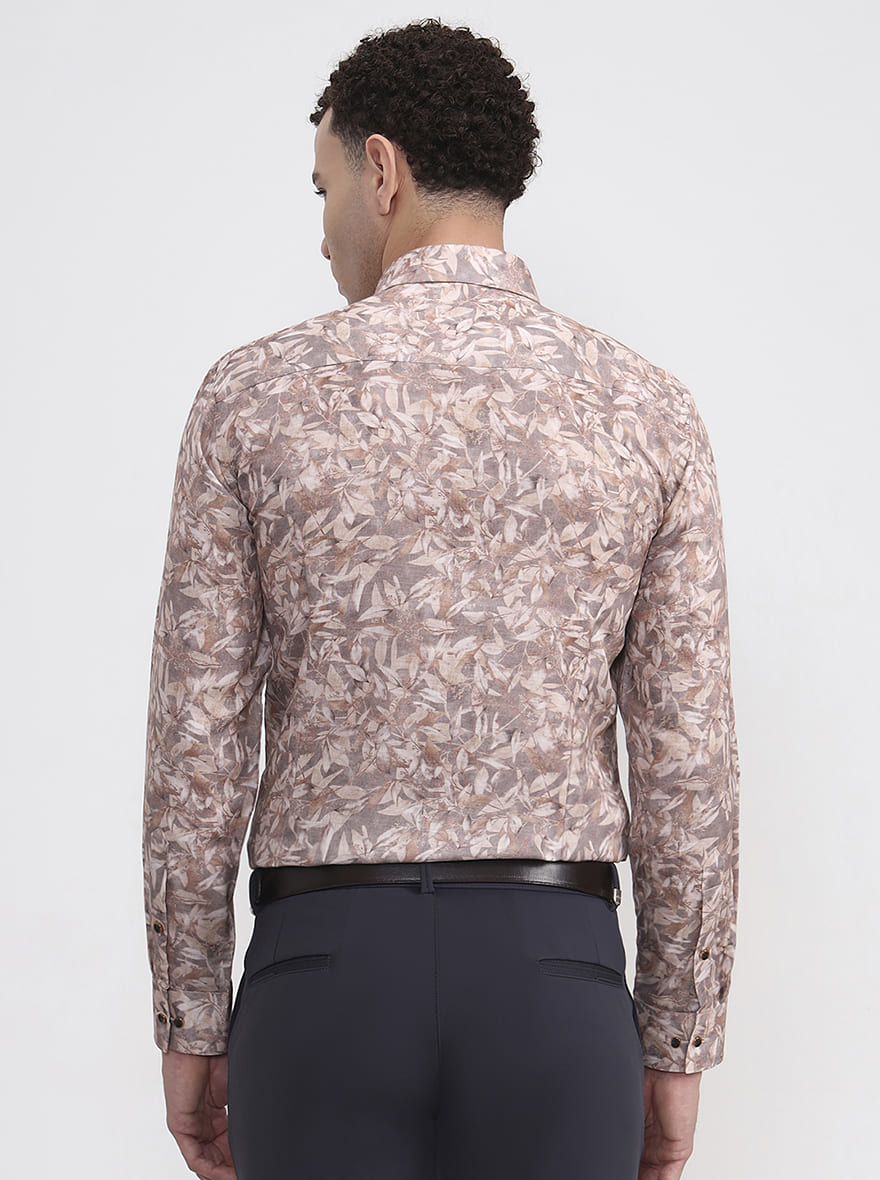 Fawn Printed Slim Fit Party Wear Shirt | Greenfibre