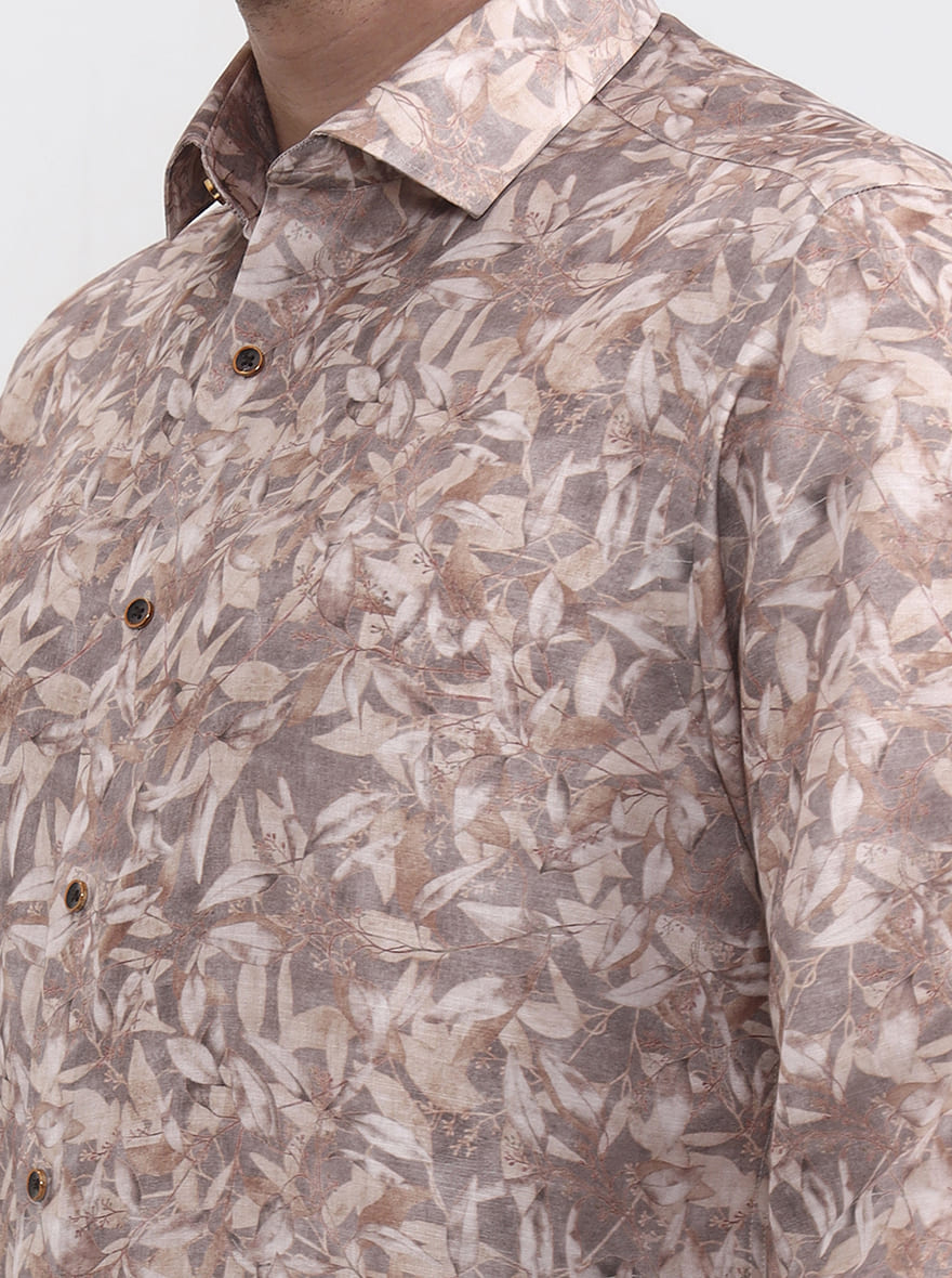 Fawn Printed Slim Fit Party Wear Shirt | Greenfibre