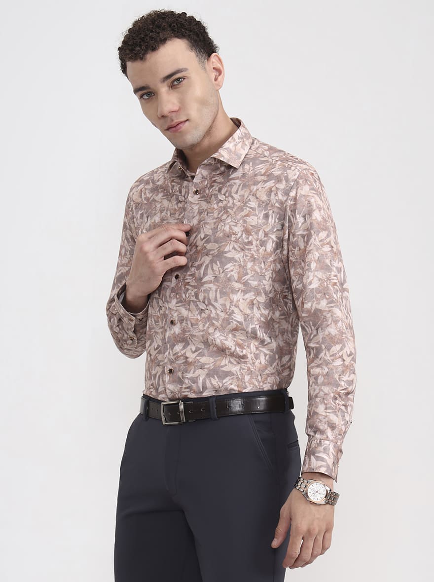 Fawn Printed Slim Fit Party Wear Shirt | Greenfibre