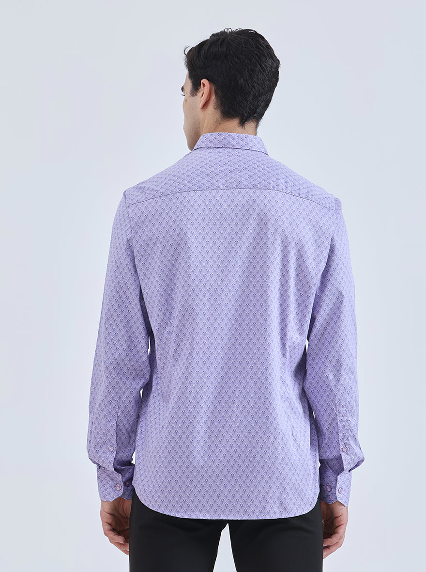 Purple Printed Smart Fit Semi Casual Shirt | Greenfibre