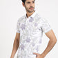 White Printed Slim Fit Polo T-Shirt | Greenfibre