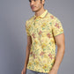 Light Yellow Printed Slim Fit Polo T-Shirt | Greenfibre