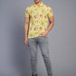 Light Yellow Printed Slim Fit Polo T-Shirt | Greenfibre