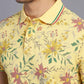 Light Yellow Printed Slim Fit Polo T-Shirt | Greenfibre