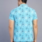 Blue Printed Slim Fit Polo T-Shirt | Greenfibre