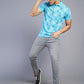 Blue Printed Slim Fit Polo T-Shirt | Greenfibre