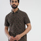 Khaki Printed Slim Fit Polo T-Shirt | Greenfibre