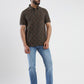 Khaki Printed Slim Fit Polo T-Shirt | Greenfibre