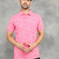 Pink Printed Slim Fit Polo T-Shirt | GreenFibre