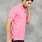 Pink Printed Slim Fit Polo T-Shirt | GreenFibre