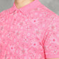 Pink Printed Slim Fit Polo T-Shirt | GreenFibre