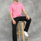 Pink Printed Slim Fit Polo T-Shirt | GreenFibre