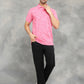 Pink Printed Slim Fit Polo T-Shirt | GreenFibre