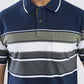 Navy Blue Striped Slim Fit Polo T-Shirt | Greenfibre