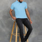 Sky Blue Solid Slim Fit Polo T-Shirt | GreenFibre