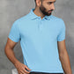 Sky Blue Solid Slim Fit Polo T-Shirt | GreenFibre