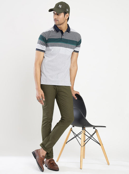 Multicolor Striped Slim Fit Polo T-Shirt | Greenfibre