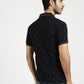 Black Printed Slim Fit Polo T-Shirt | Greenfibre