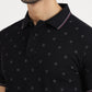 Black Printed Slim Fit Polo T-Shirt | Greenfibre