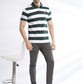 Green Striped Slim Fit Polo T-Shirt | Greenfibre