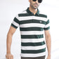 Green Striped Slim Fit Polo T-Shirt | Greenfibre