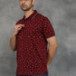 Wine Printed Slim Fit Polo T-Shirt | GreenFibre