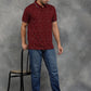 Wine Printed Slim Fit Polo T-Shirt | GreenFibre
