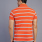 Orange Striped Slim Fit Polo T-Shirt | Greenfibre