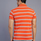 Orange Striped Slim Fit Polo T-Shirt | Greenfibre
