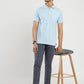 Light Blue Solid Slim Fit Polo T-Shirt | Greenfibre