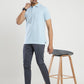 Light Blue Solid Slim Fit Polo T-Shirt | Greenfibre