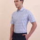 Blue & White Checked Regular Fit Formal Shirt | Greenfibre