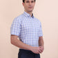 Blue & White Checked Regular Fit Formal Shirt | Greenfibre