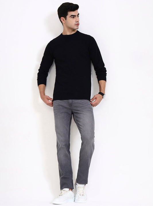 Black Solid Tailored Fit T-Shirt | Greenfibre