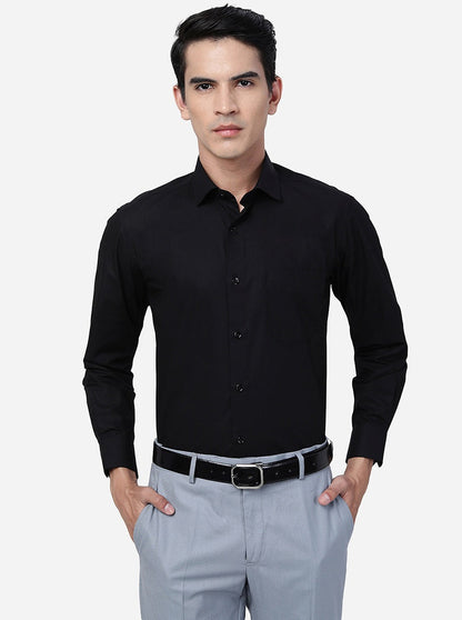 Black Solid Slim Fit Formal Shirt | Greenfibre