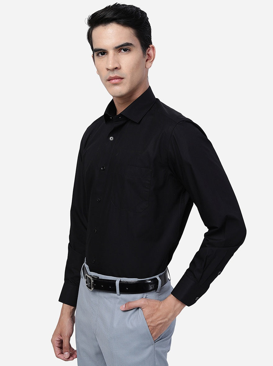 Black Solid Slim Fit Formal Shirt | Greenfibre