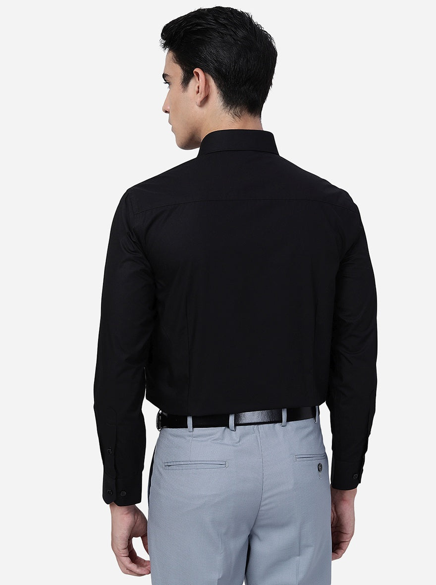 Black Solid Slim Fit Formal Shirt | Greenfibre