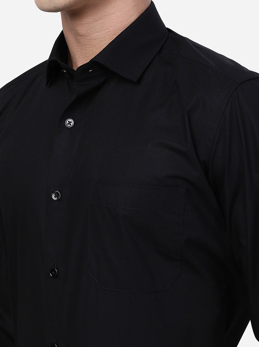 Black Solid Slim Fit Formal Shirt | Greenfibre