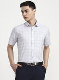 Grey Checked Regular Fit Formal Shirt | Greenfibre