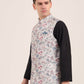 Cream Printed Regular Fit Bandhgala Jacket | JB Studio