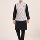 Cream Printed Regular Fit Bandhgala Jacket | JB Studio