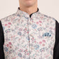 Cream Printed Regular Fit Bandhgala Jacket | JB Studio