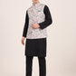 Cream Printed Regular Fit Bandhgala Jacket | JB Studio