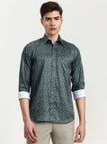 Green Printed Smart Fit Semi Casual Shirt | Greenfibre