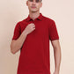 Red Solid Slim Fit Polo T-Shirt | Greenfibre