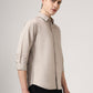 Stone Grey Solid Slim Fit Casual Shirt | Greenfibre