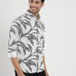 White Printed Slim Fit Casual Shirt | Greenfibre